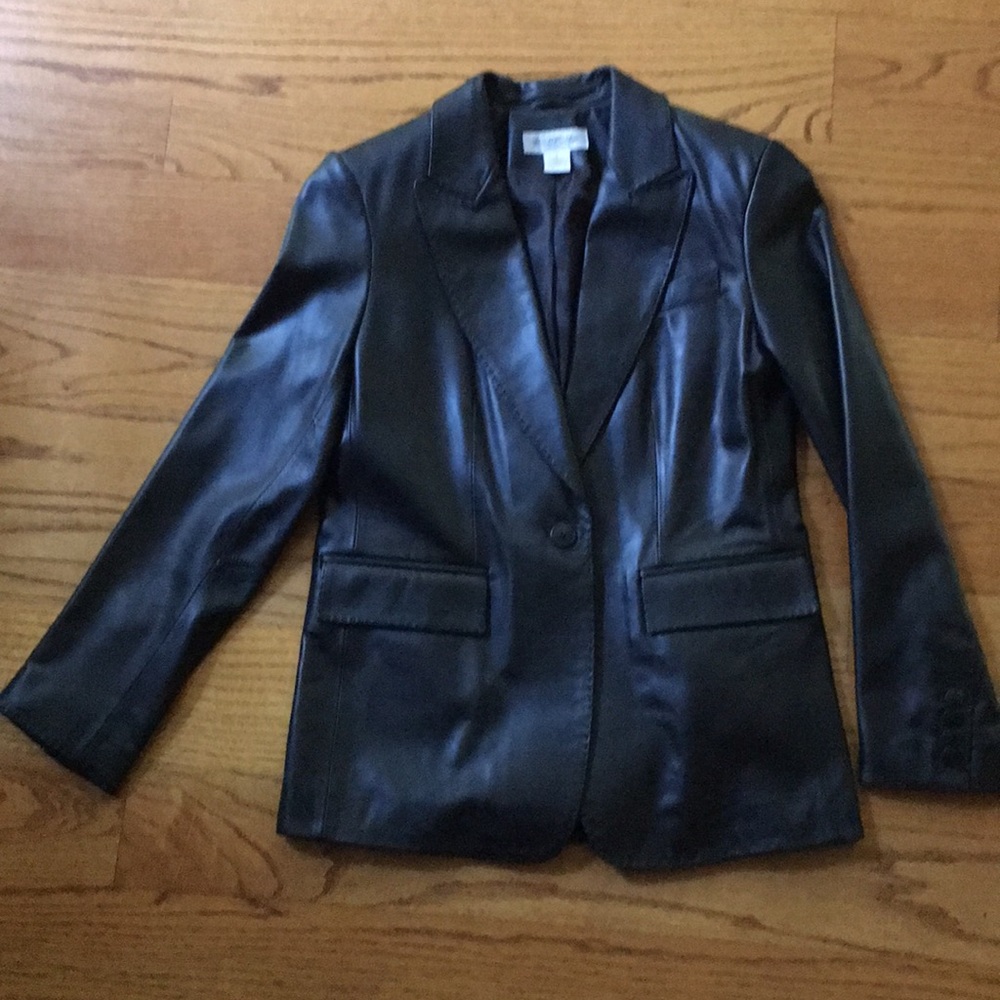 Black leather blazer